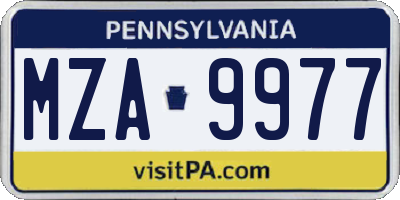 PA license plate MZA9977