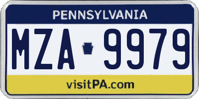 PA license plate MZA9979
