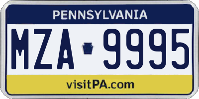 PA license plate MZA9995