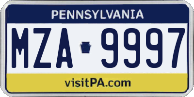 PA license plate MZA9997