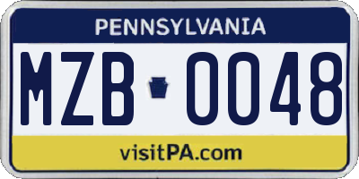 PA license plate MZB0048