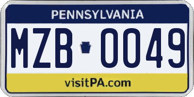 PA license plate MZB0049