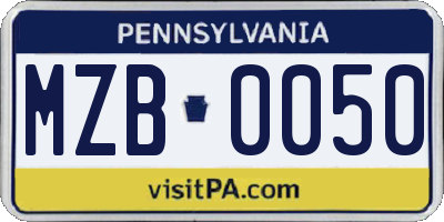 PA license plate MZB0050