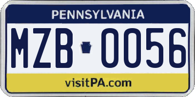 PA license plate MZB0056