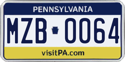 PA license plate MZB0064