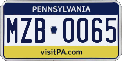 PA license plate MZB0065