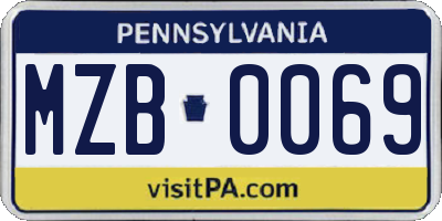 PA license plate MZB0069