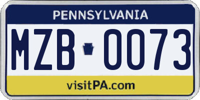 PA license plate MZB0073