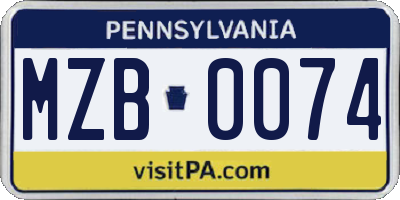 PA license plate MZB0074