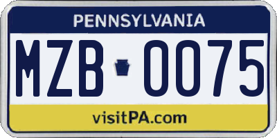 PA license plate MZB0075