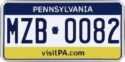 PA license plate MZB0082