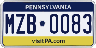 PA license plate MZB0083