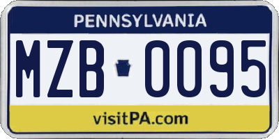 PA license plate MZB0095