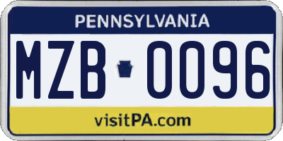 PA license plate MZB0096
