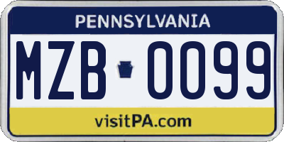 PA license plate MZB0099
