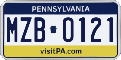 PA license plate MZB0121