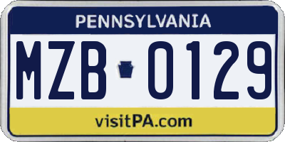 PA license plate MZB0129