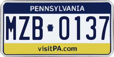 PA license plate MZB0137