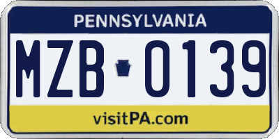 PA license plate MZB0139