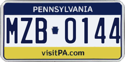 PA license plate MZB0144