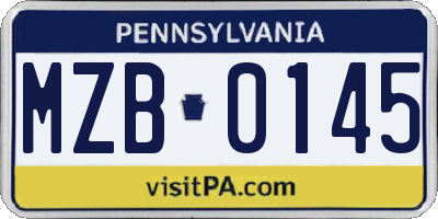 PA license plate MZB0145