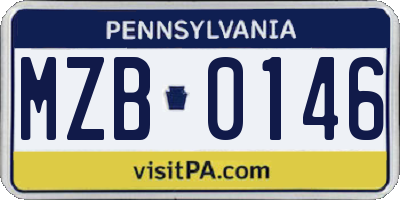 PA license plate MZB0146