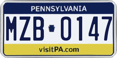 PA license plate MZB0147