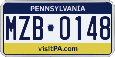 PA license plate MZB0148
