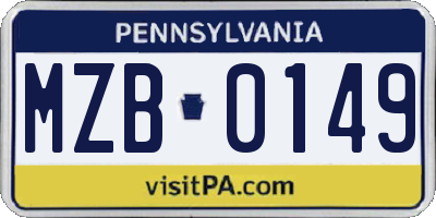 PA license plate MZB0149