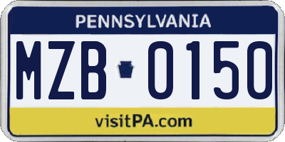 PA license plate MZB0150