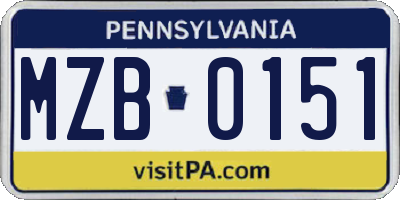PA license plate MZB0151