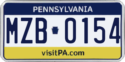 PA license plate MZB0154