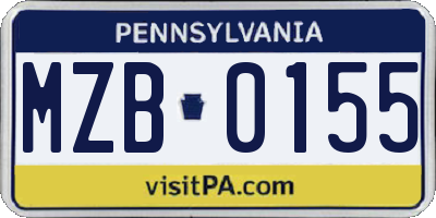 PA license plate MZB0155