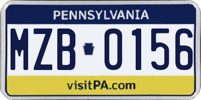 PA license plate MZB0156