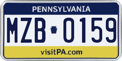 PA license plate MZB0159