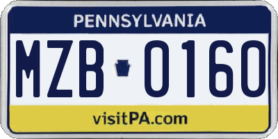PA license plate MZB0160