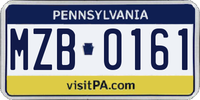 PA license plate MZB0161