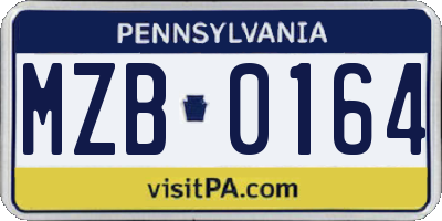 PA license plate MZB0164
