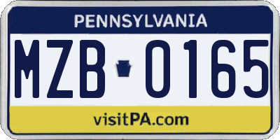 PA license plate MZB0165