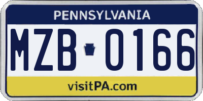 PA license plate MZB0166