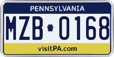 PA license plate MZB0168