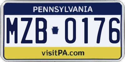 PA license plate MZB0176