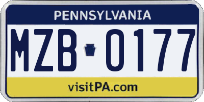 PA license plate MZB0177