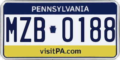 PA license plate MZB0188