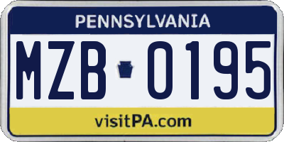 PA license plate MZB0195