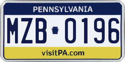 PA license plate MZB0196