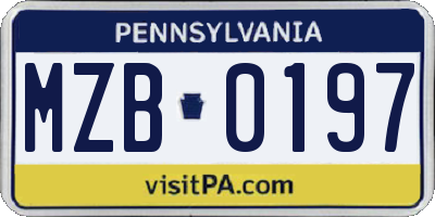 PA license plate MZB0197