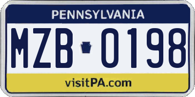PA license plate MZB0198