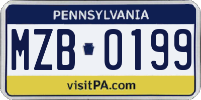 PA license plate MZB0199