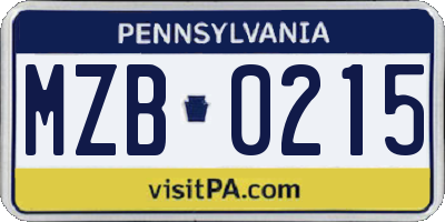 PA license plate MZB0215